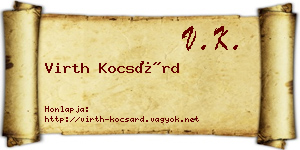 Virth Kocsárd névjegykártya